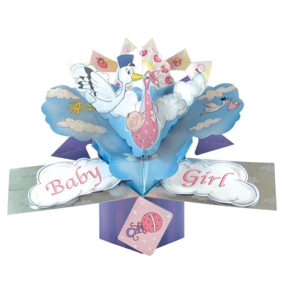 New Baby Girl Pop Up Greeting Card - Picture 1 of 8